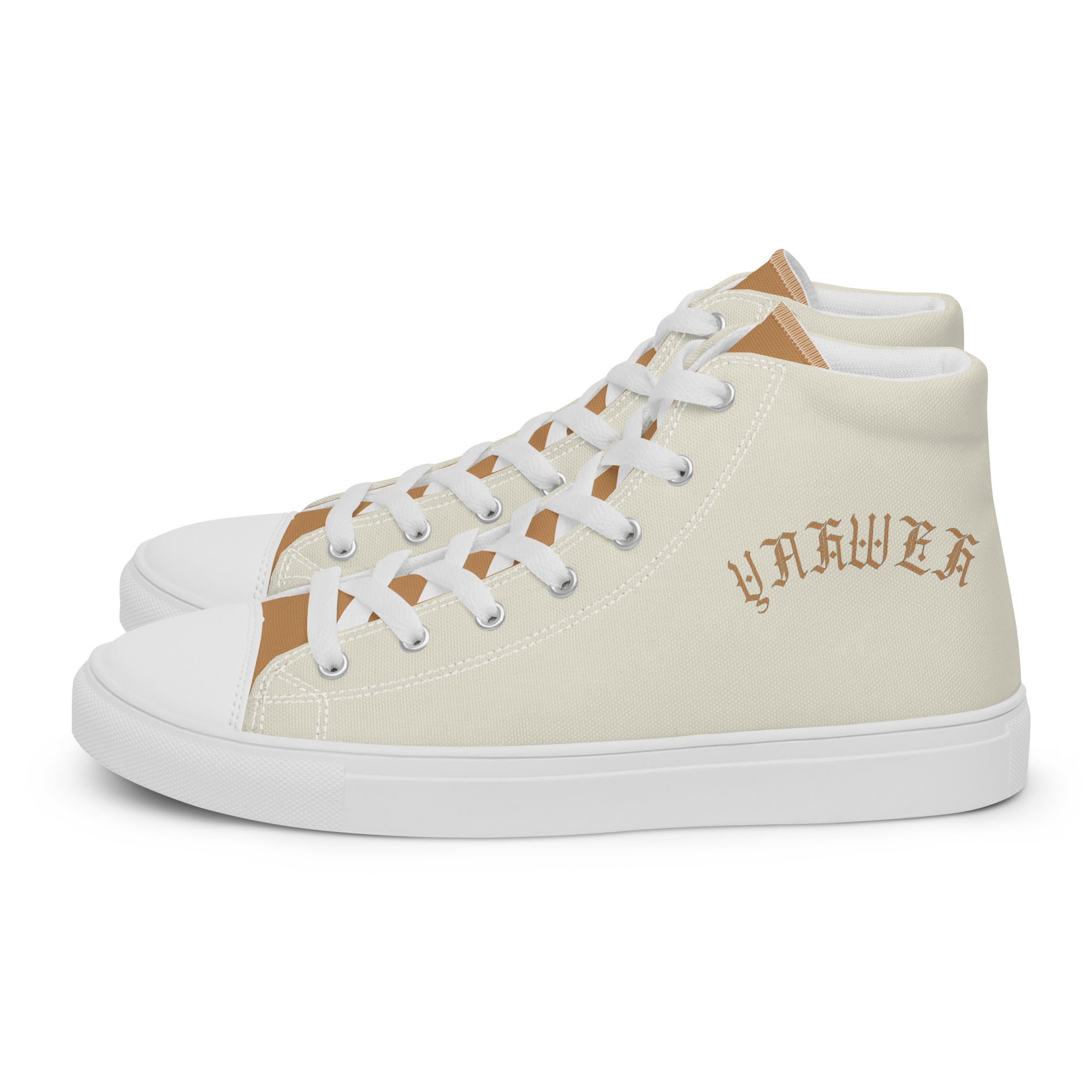 Yahweh Cream and Gold Women’s High Top Canvas Shoes - Jesus Passion Apparel