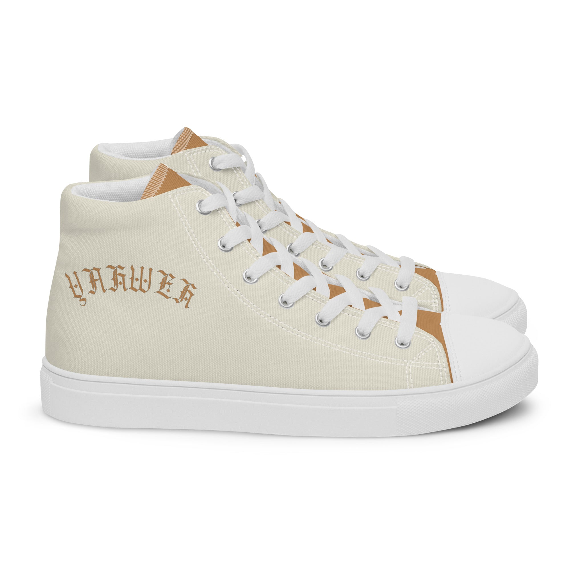 Yahweh Cream and Gold Women’s High Top Canvas Shoes - Jesus Passion Apparel