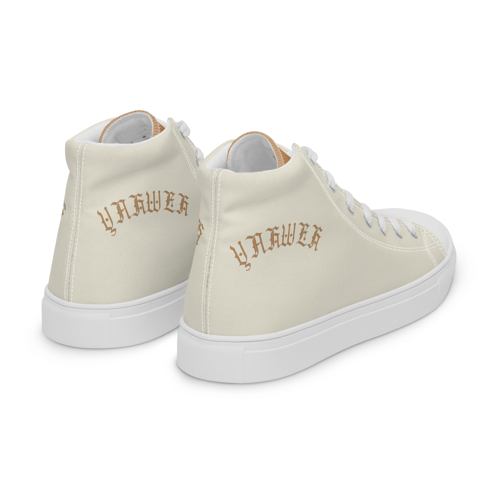 Yahweh Cream and Gold Women’s High Top Canvas Shoes - Jesus Passion Apparel