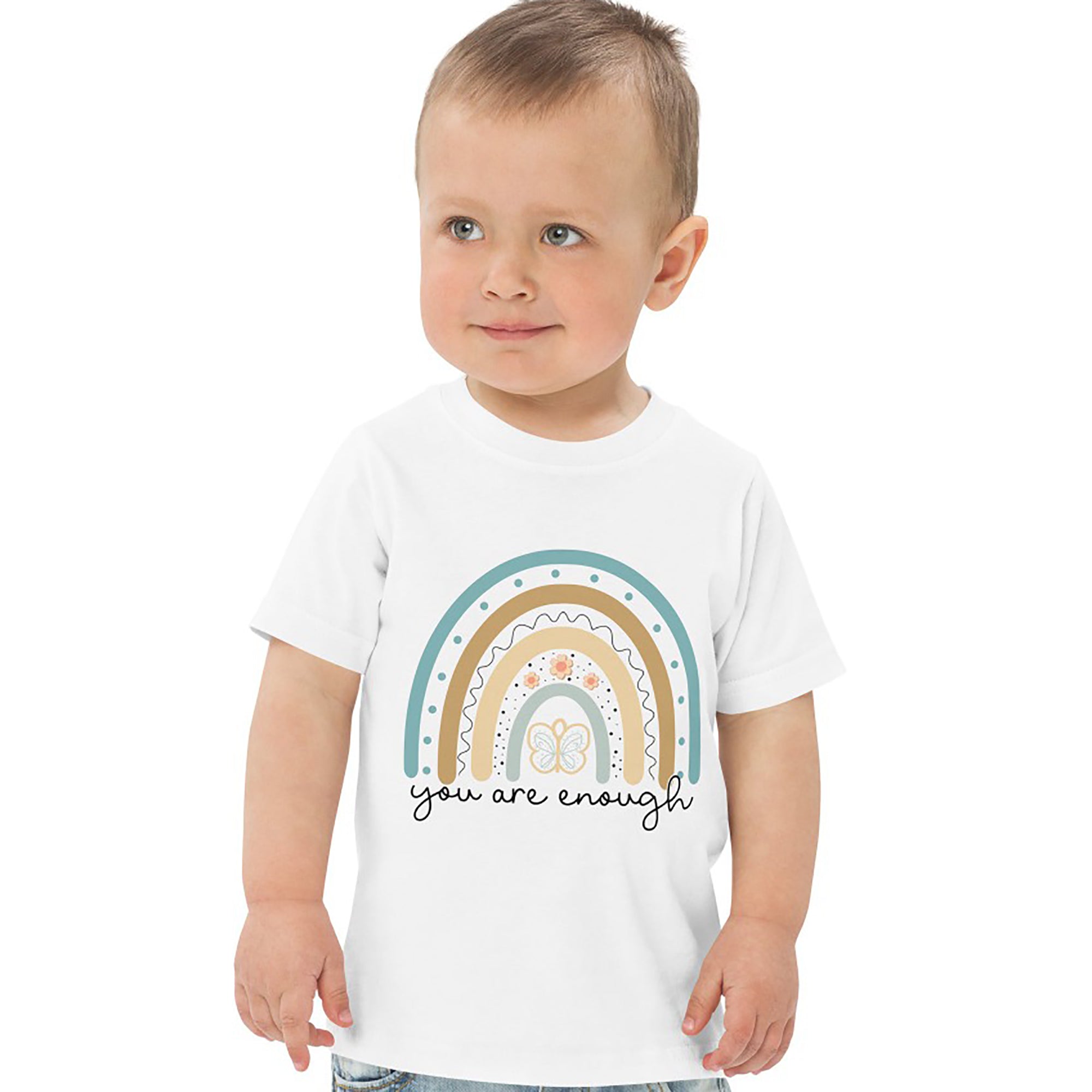 You are Enough Rainbow Toddler's Fine Jersey Tee - Jesus Passion Apparel