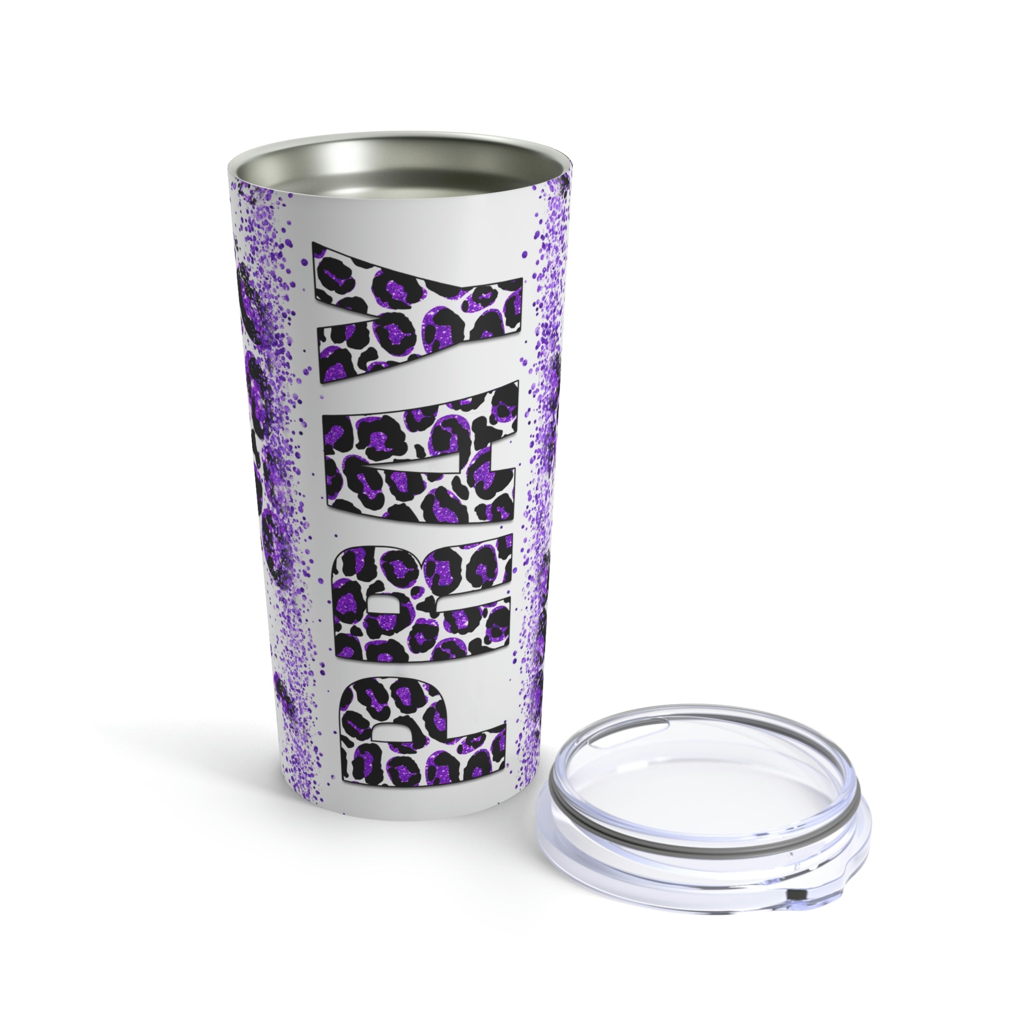 Pray Animal Print Purple Glitter Hot-Cold Tumbler 20 oz with Sip Lid Size: 20oz Jesus Passion Apparel