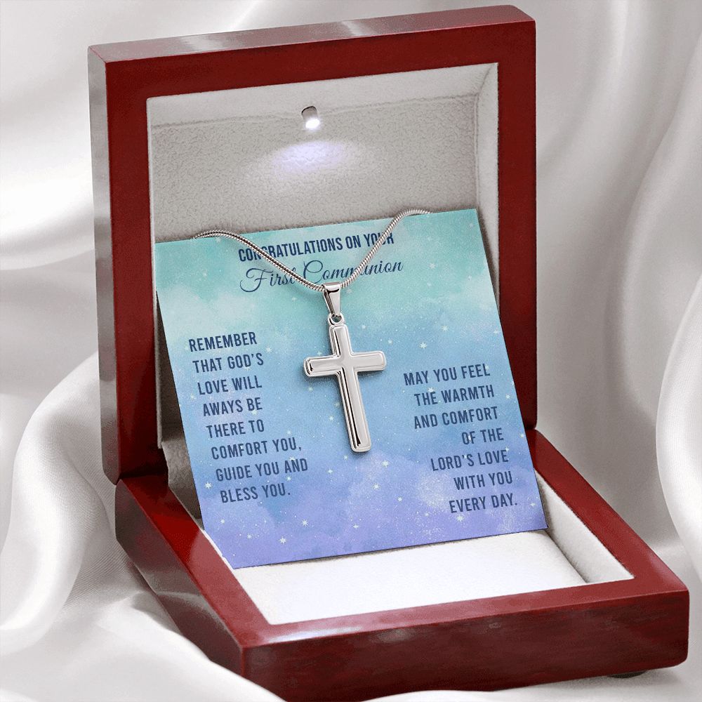 First Communion God's Love Cross Necklace Jesus Passion Apparel