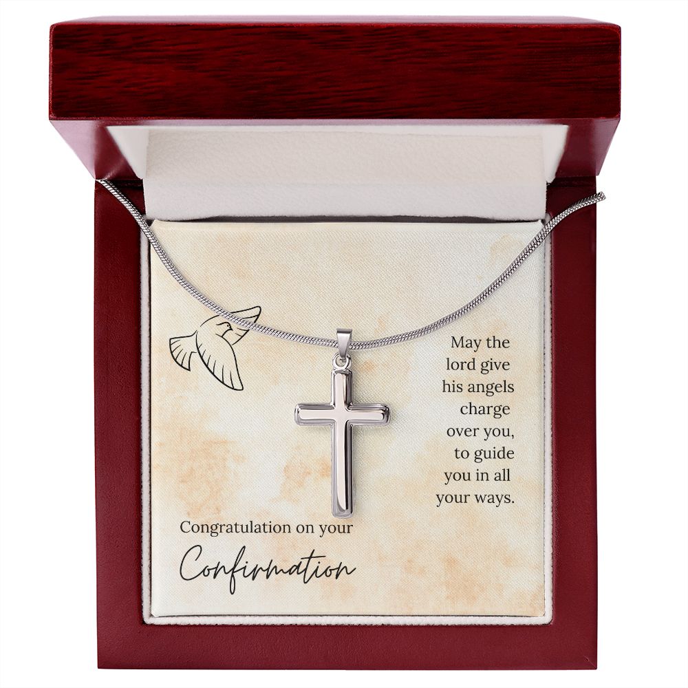 Confirmation Angels Guide You Cross Necklace Jesus Passion Apparel