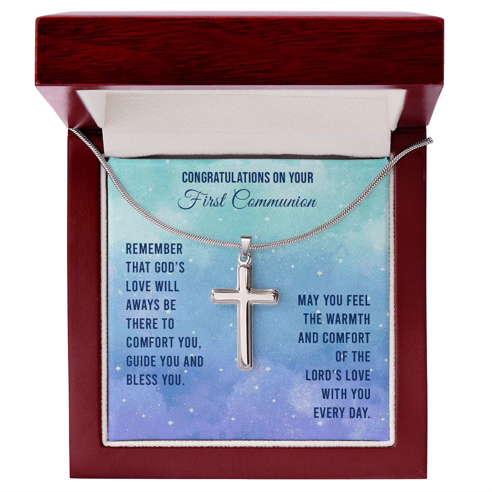 First Communion God's Love Cross Necklace Jesus Passion Apparel