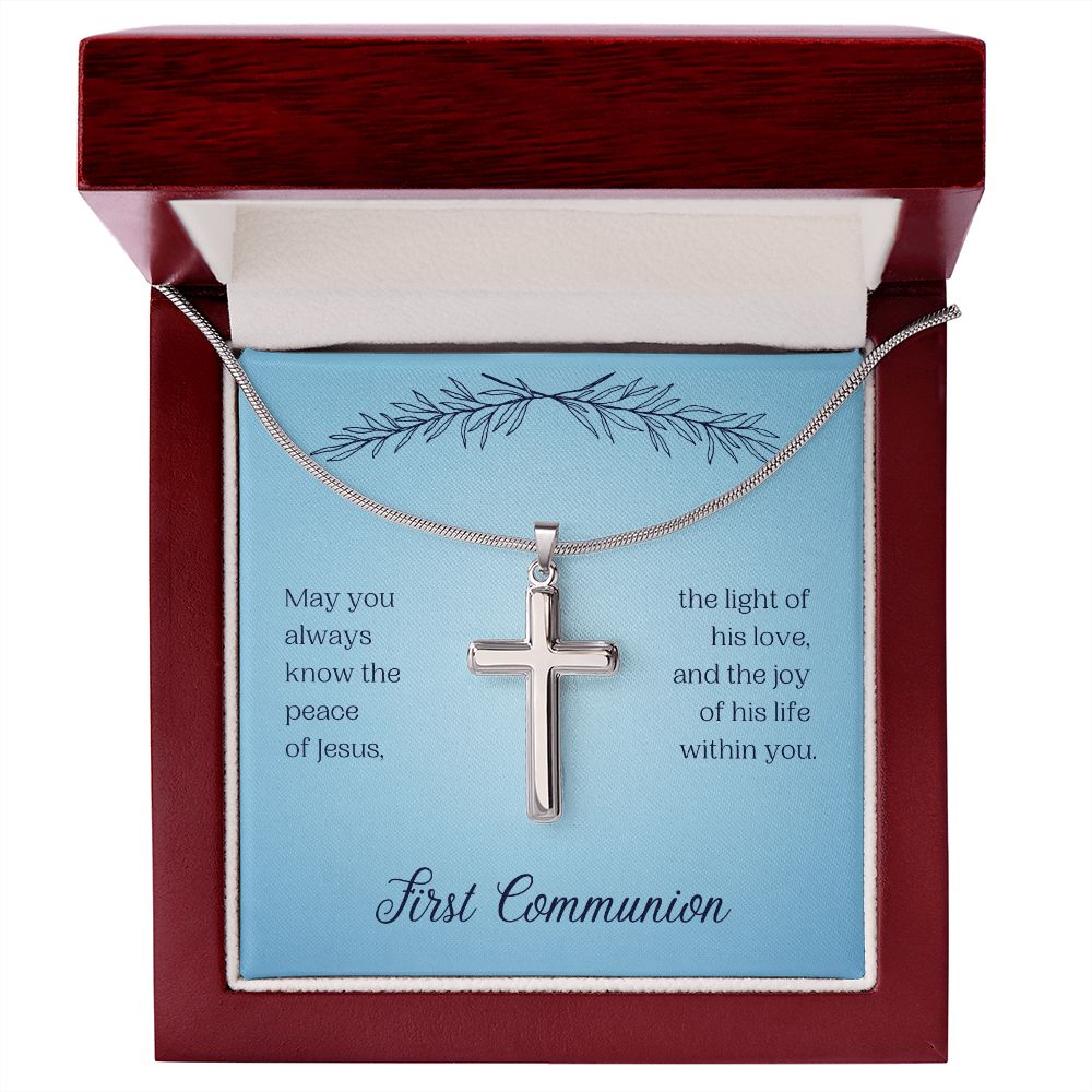 First Communion Cross Necklace Jesus Passion Apparel