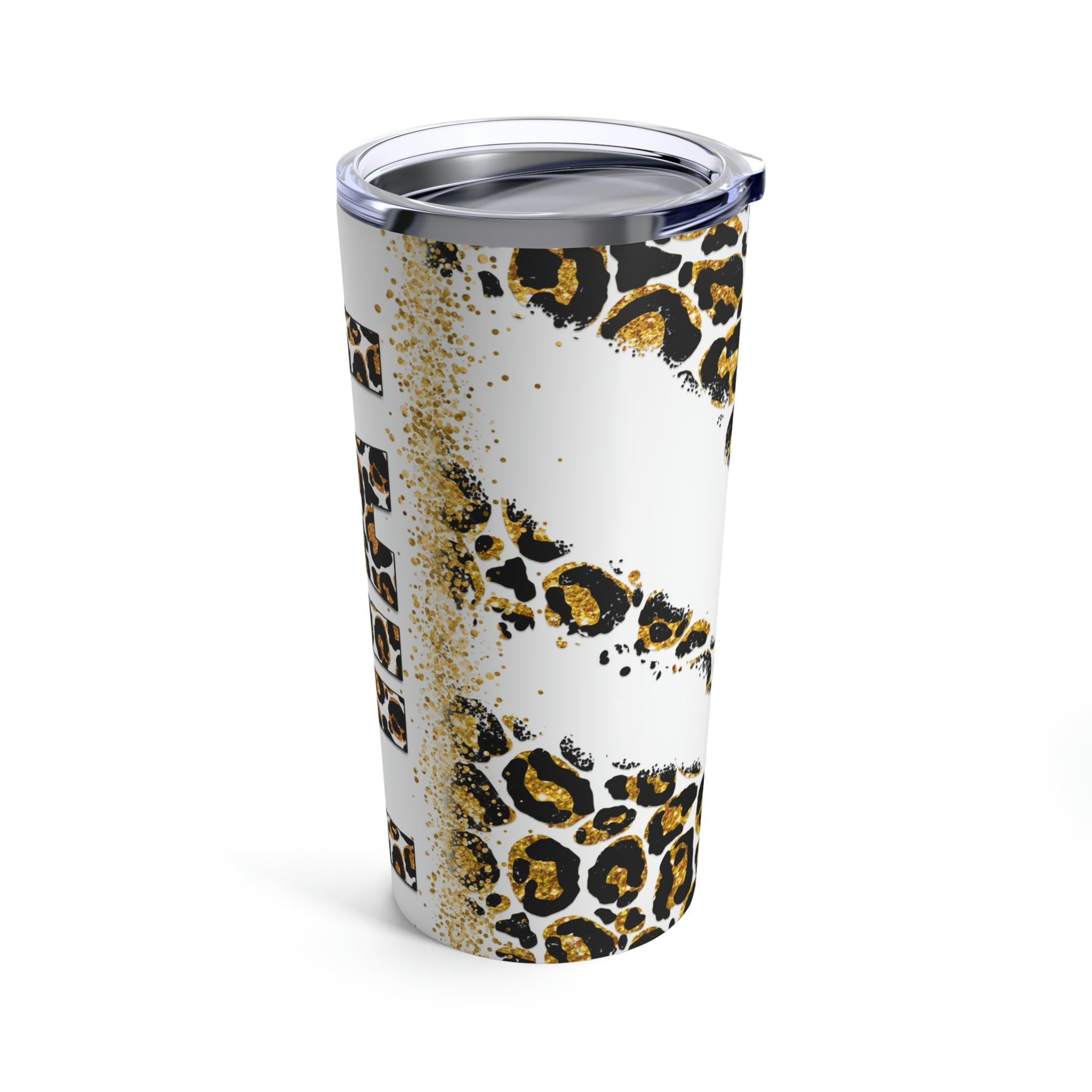 Pray Animal Print Gold Glitter Hot-Cold Tumbler 20 oz with Sip Lid Size: 20oz Jesus Passion Apparel